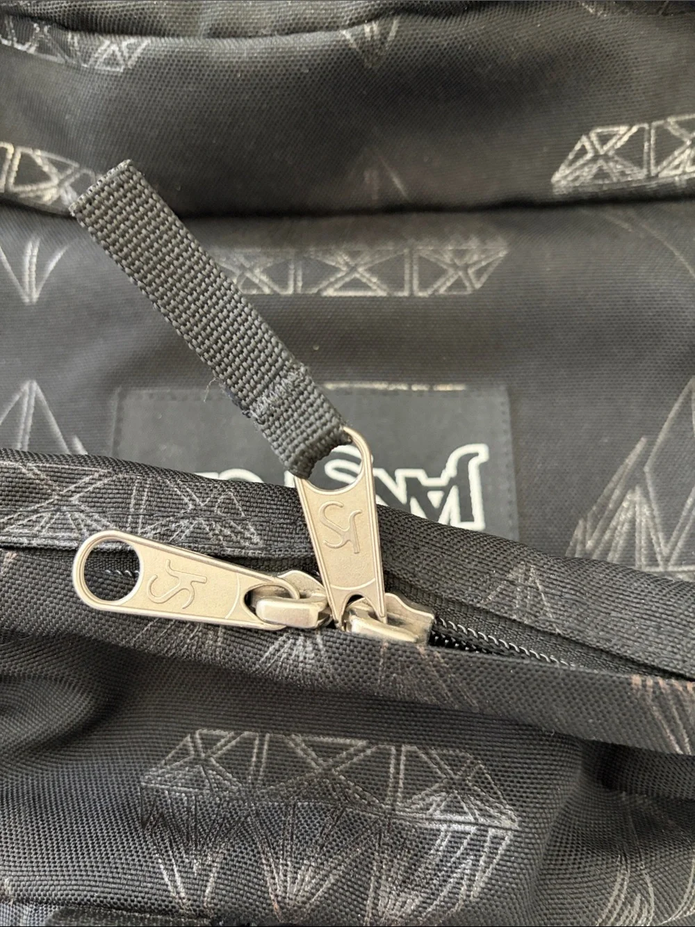 Jansport Black Backpack with Geometric Diamond Print